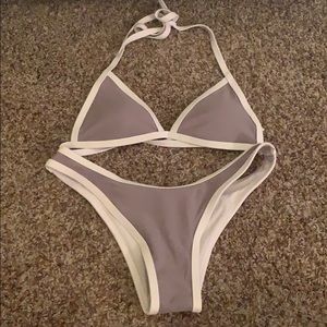 zaful gray and white bikini set